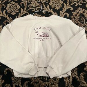 Good Babes ivory Crew Neck Sweater with embroidered front